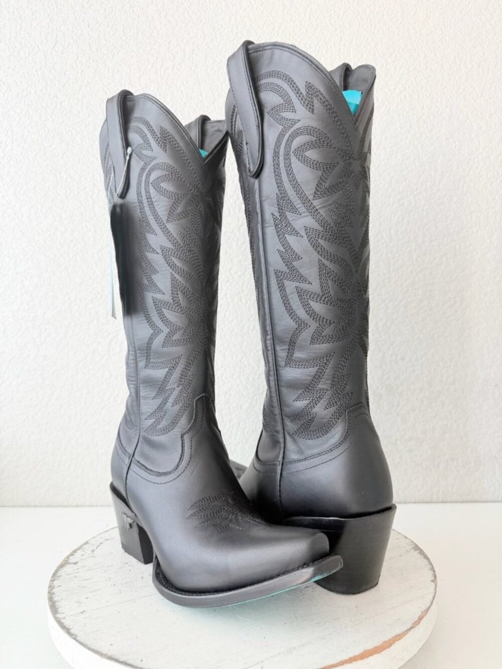 Lane SMOKESHOW Black Cowboy Boots Womens 6.5 Western Cowgirl Mid Calf Snip Toe